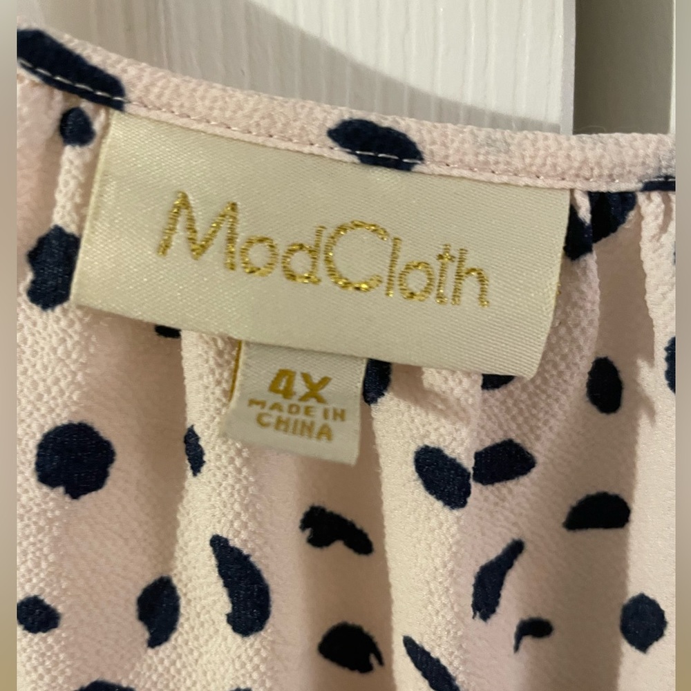 ModCloth 4x Pink and Black Blouse Top with Ruffle - Picture 4 of 5
